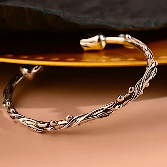 Rose Flower Sterling Silver Bangle Brac - Picture 12 of 14